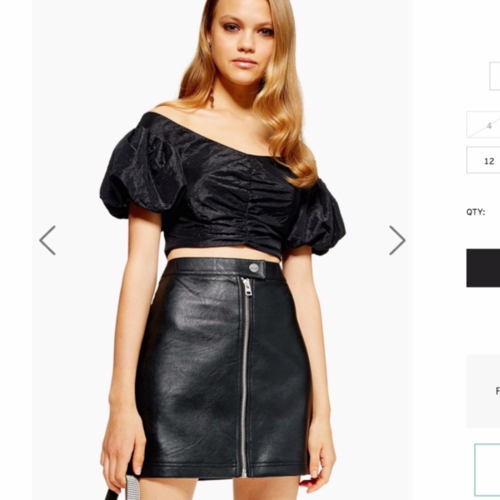 Topshop leather mini skirt (Petite XS)
